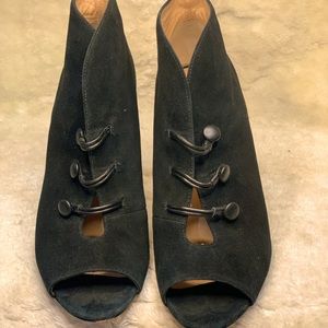 Size 7 Badgley Mischka Peep Toe faux Suede Ankle Boots